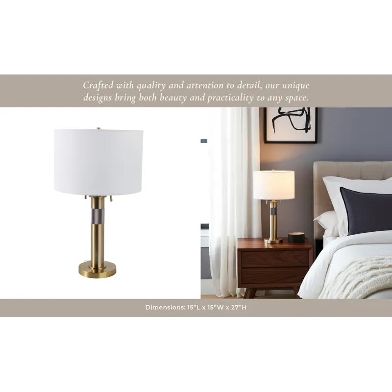27x15\" Metal Lamp With 2 Pulls, Gold
