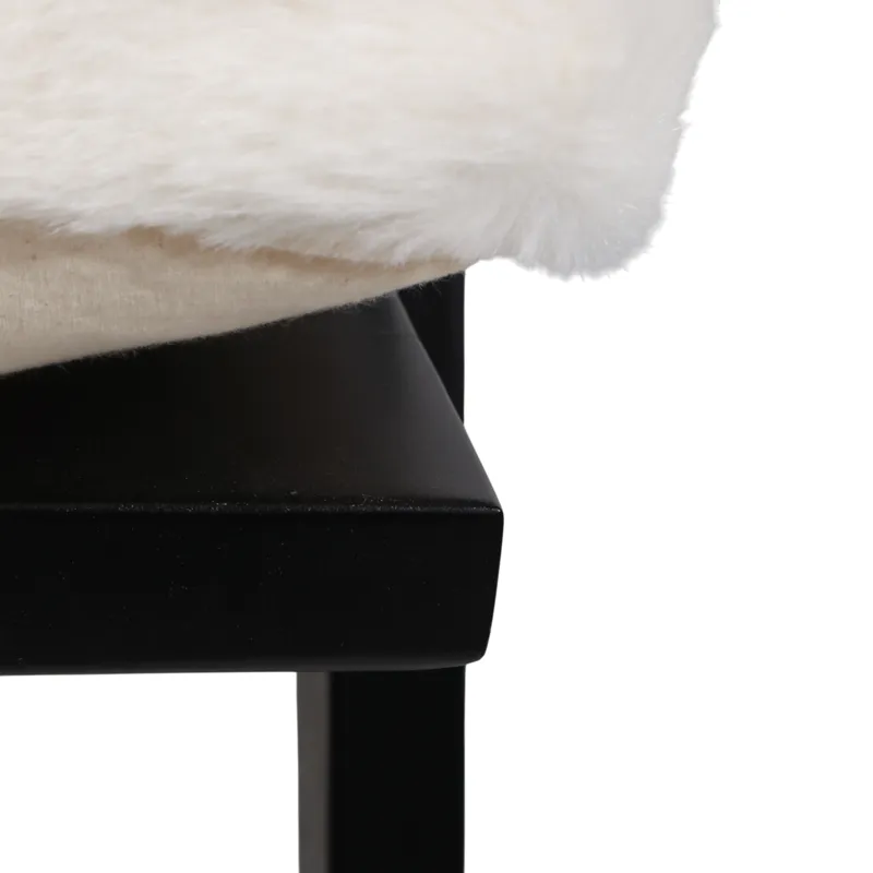 27x34" Faux Fur Accent Chair, Ivory/black, Kd