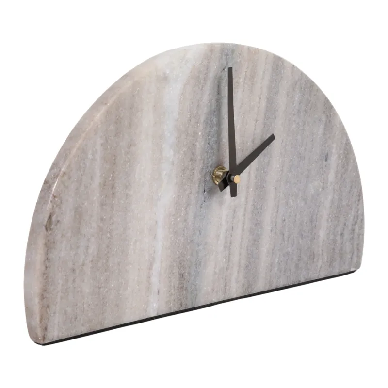 10x6\" Half Dome Marble Clock, Beige