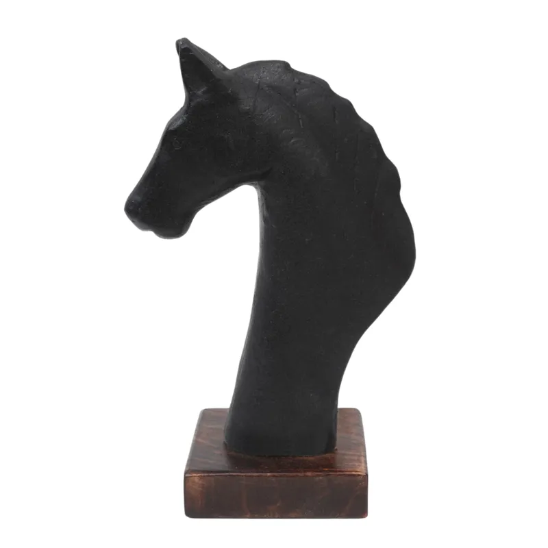 13x8" Paper Mache Horse Bust, Black/brown
