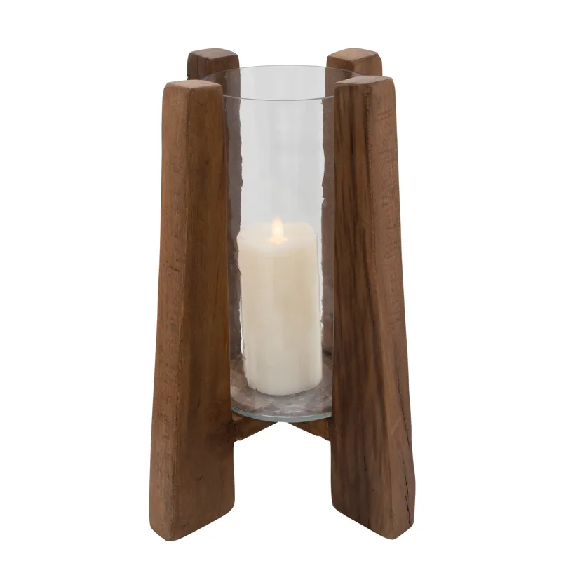 16" Hurricane On Wooden Stand, Brown