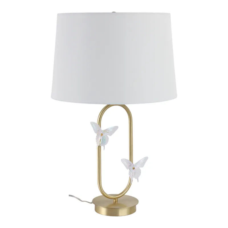 24x15\" Metal Table Lamp With Glass Butterflies, Go