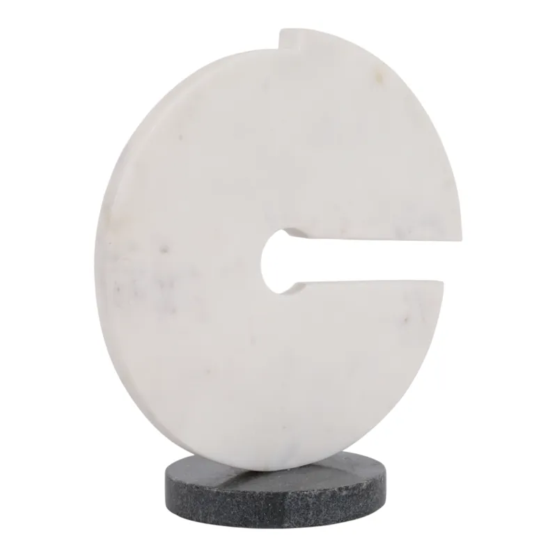 11x10" Modern Marble Sculpture On Base, Wht/blk