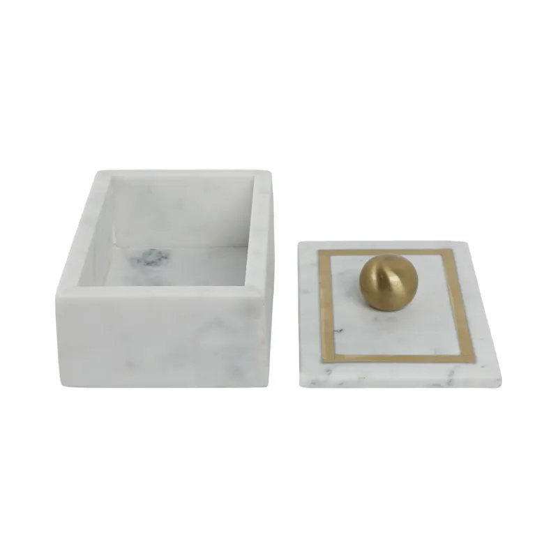 Ec Marble, 7x5 Rectangular Box - Knob, White