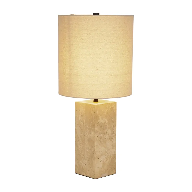 Travertine, 24\" Pillar Table Lamp, Natural