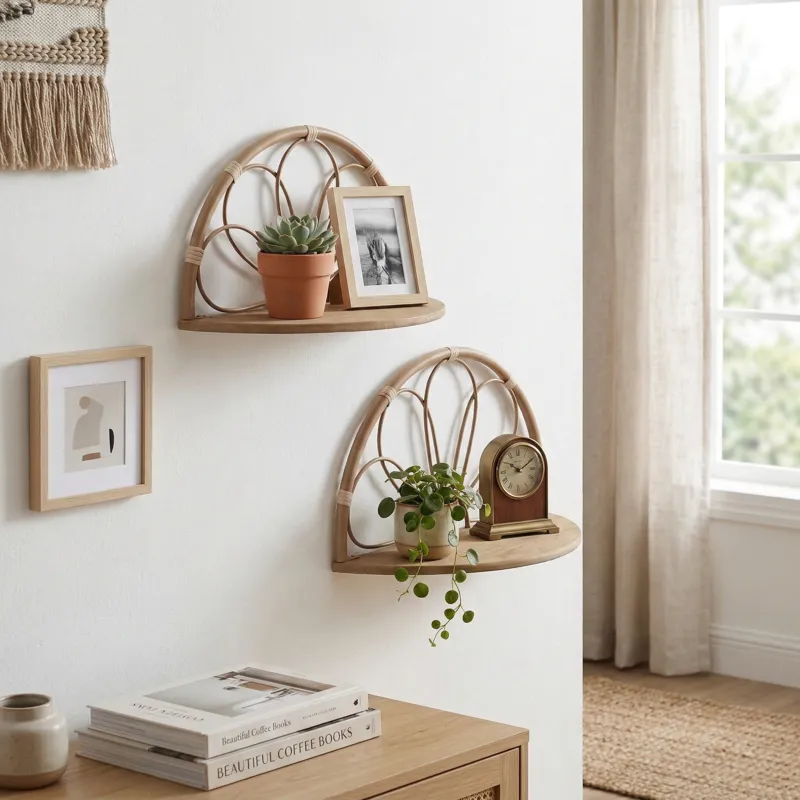 Ec S/2 11/13" Arched Flower Wall Shelves,brown