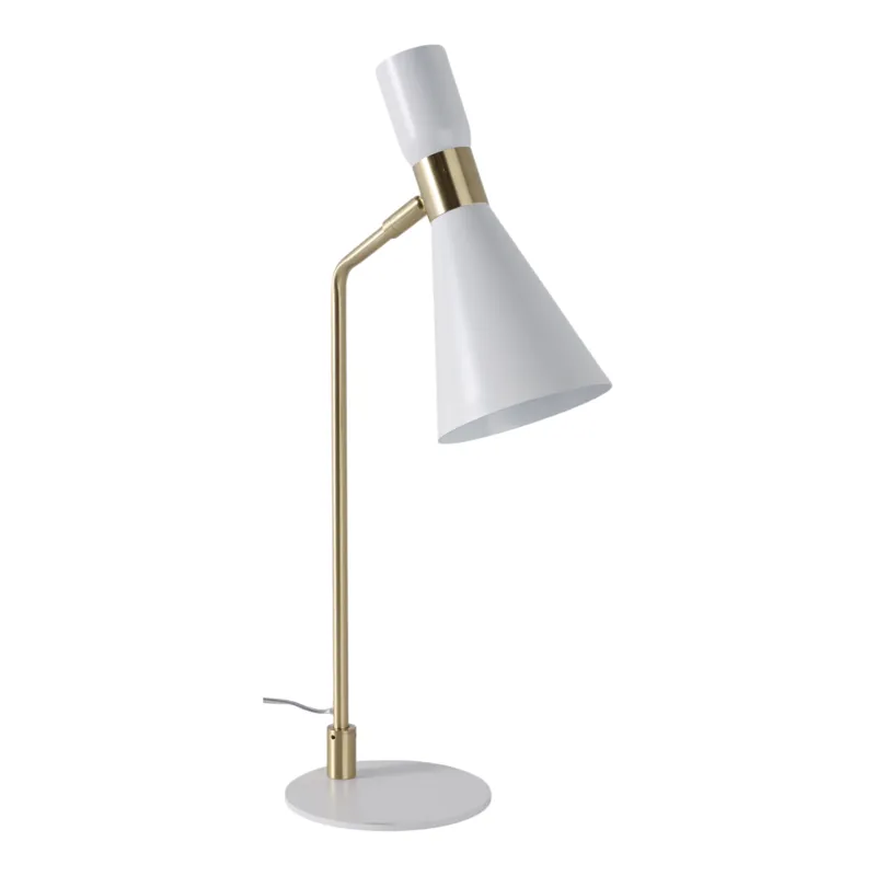 21\" Metal Table Lamp, White/gold