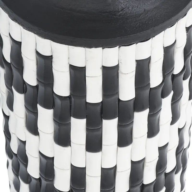 Resin, 14"h Tribal Vase, Black/white