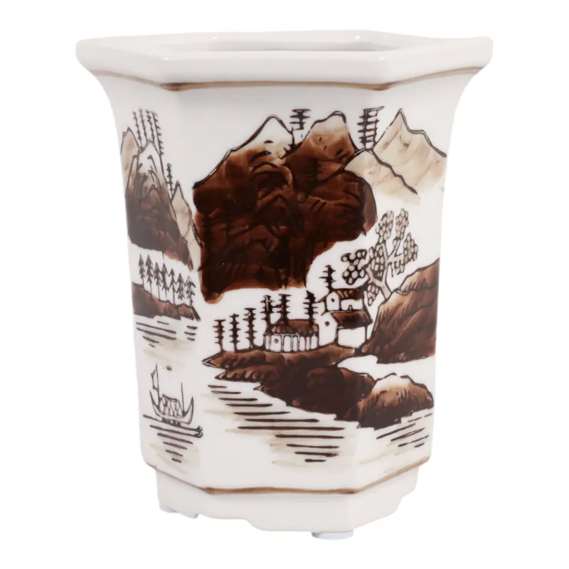 4\", 6oz Chinoiserie Candle, Brown/white