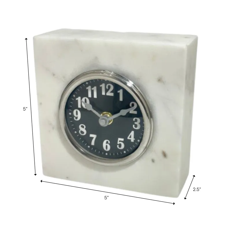 5x5\" Wht Marble Table Clock