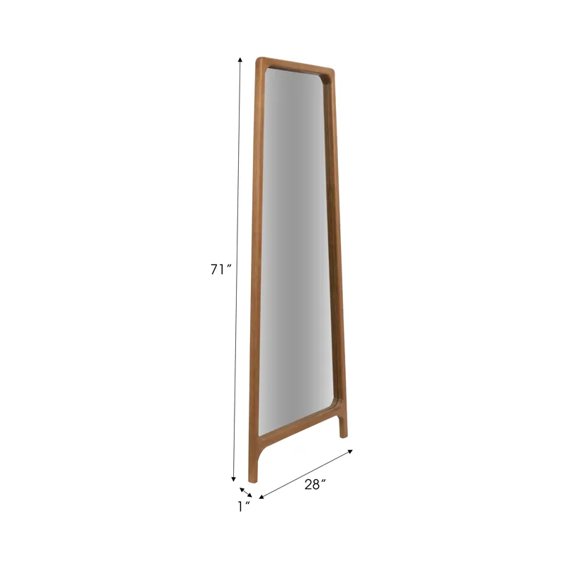 Wood, 28x71 Wood Frame Floor Mirror On Stand, Natu