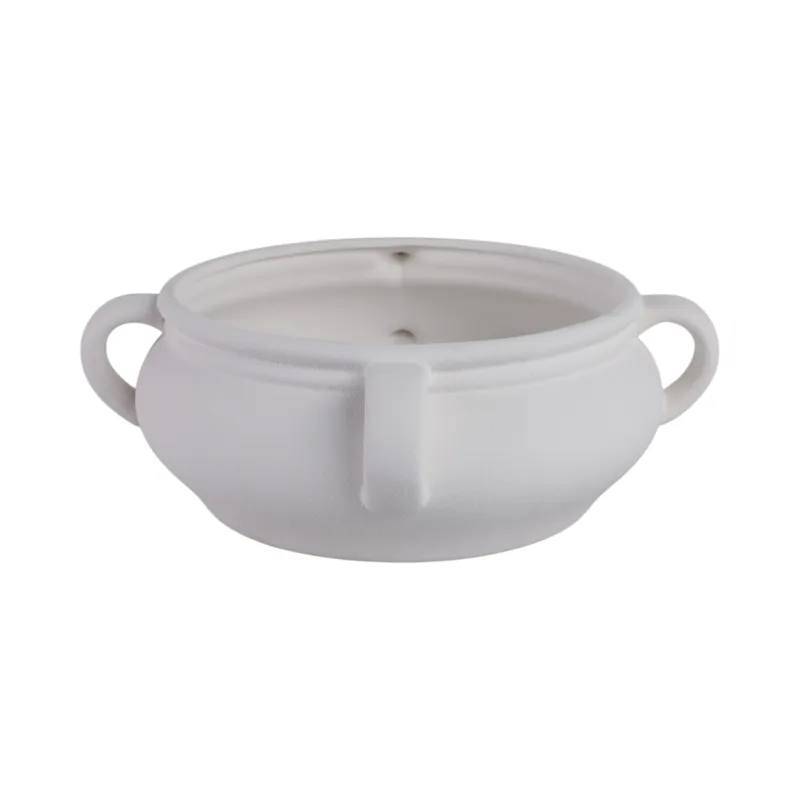 12\" Textured Bowl With Handles, White