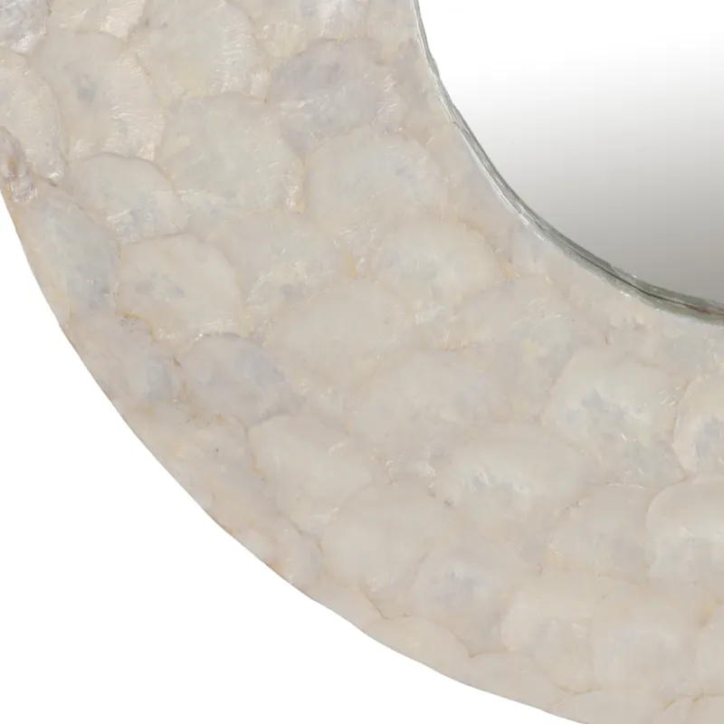 27" Round Capiz Mirror, Ivory