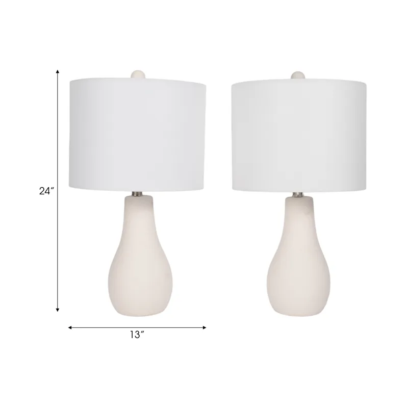 S/2 Ceramic 24\" Table Lamp, White