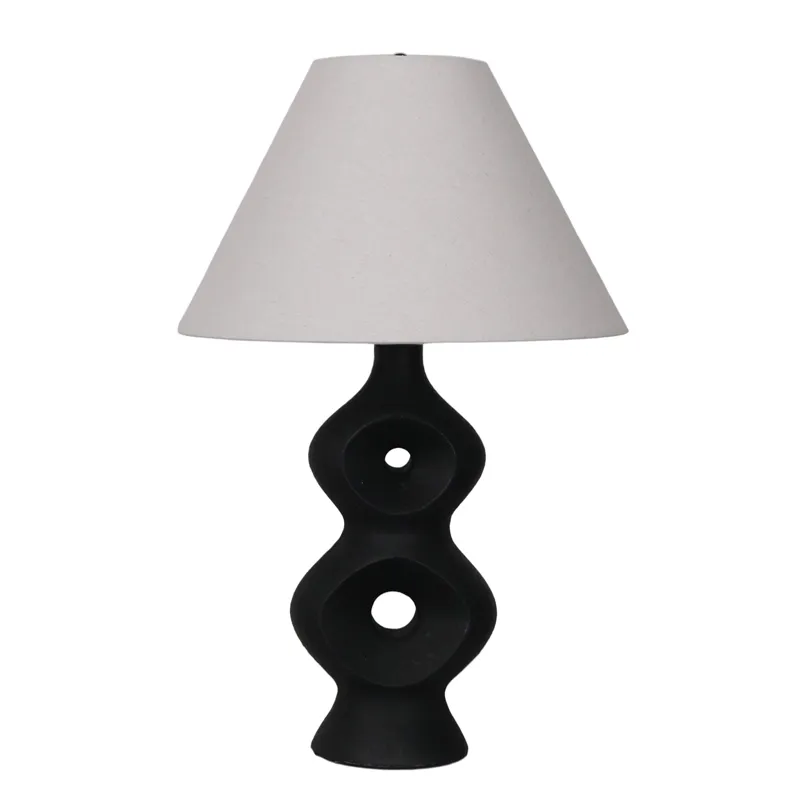 28\" Open Cut-out 8 Table Lamp, Black/tan