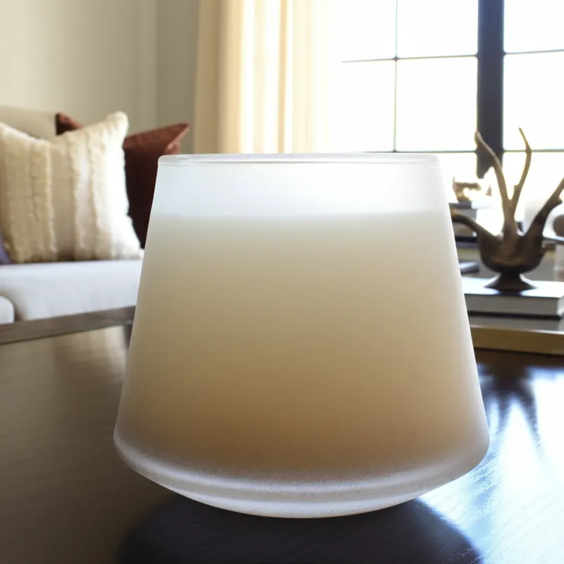 5\" 14 Oz White Gardenia Ombre Glass Candle, Multi