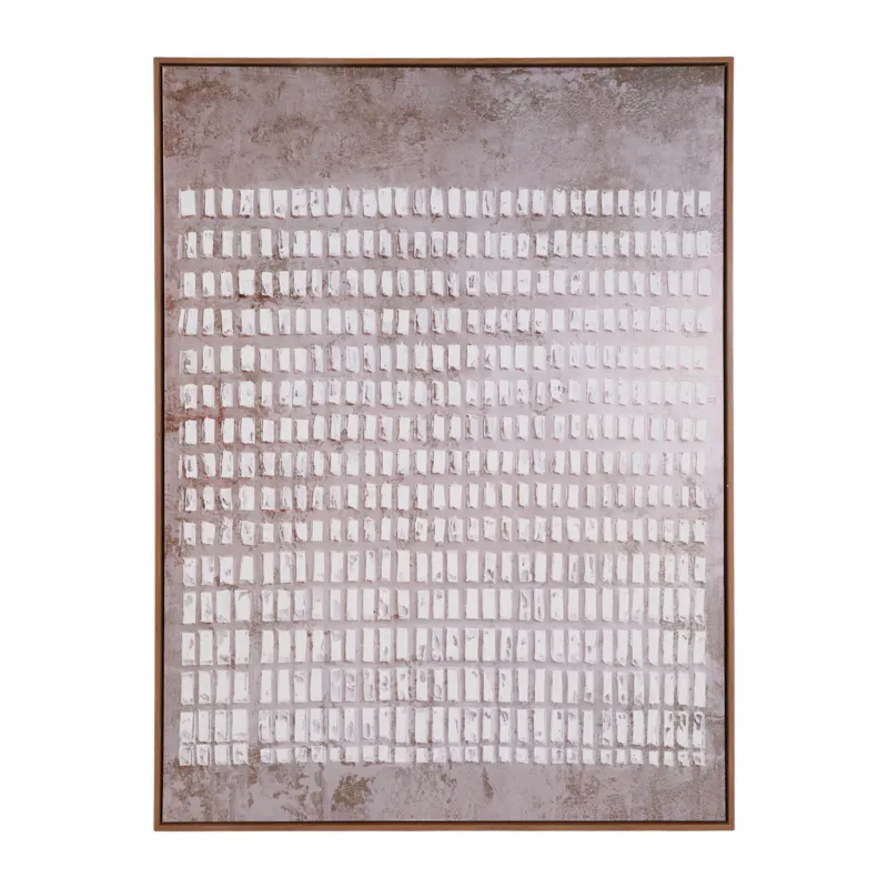 36x48" Textured Blocks On Canvas Wall Art, Ivory/b