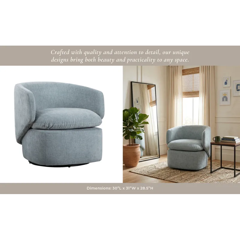 31x30" Modern Swivel Accent Chair, Light Blue