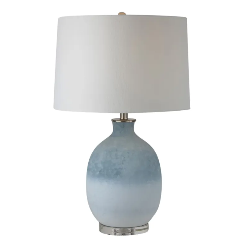 27\" 2-tone Glass Table Lamp, Blue/white