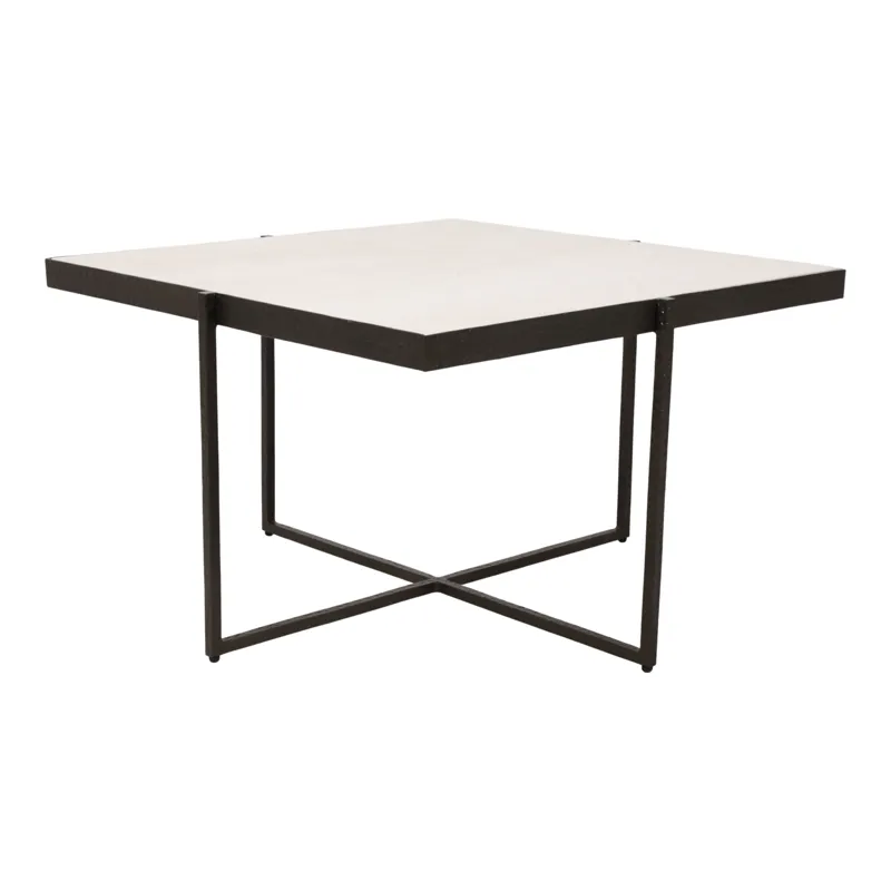 31x18\" Marble & Forged Metal Coffee Table, Beige/b