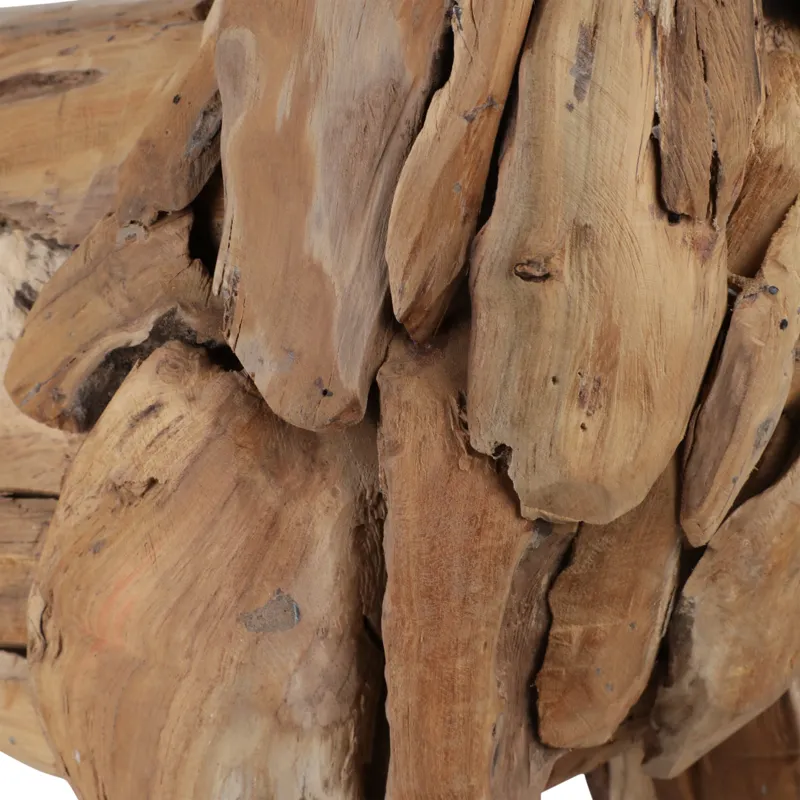 28\" Teak Wood Dog Statue, Natural