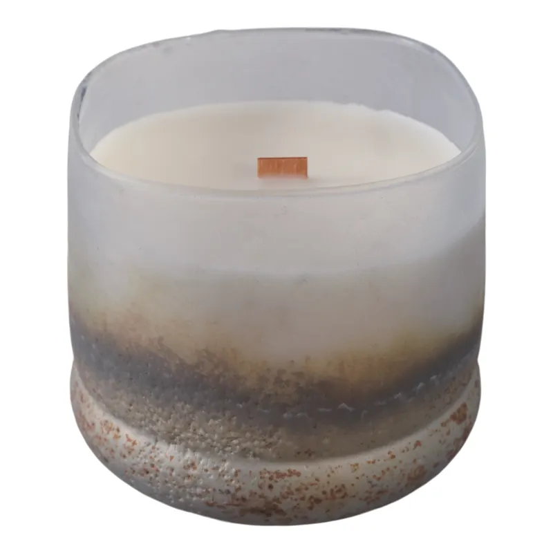 4\" 12 Oz Lakeside Rain Frosted Glass Candle, Blue