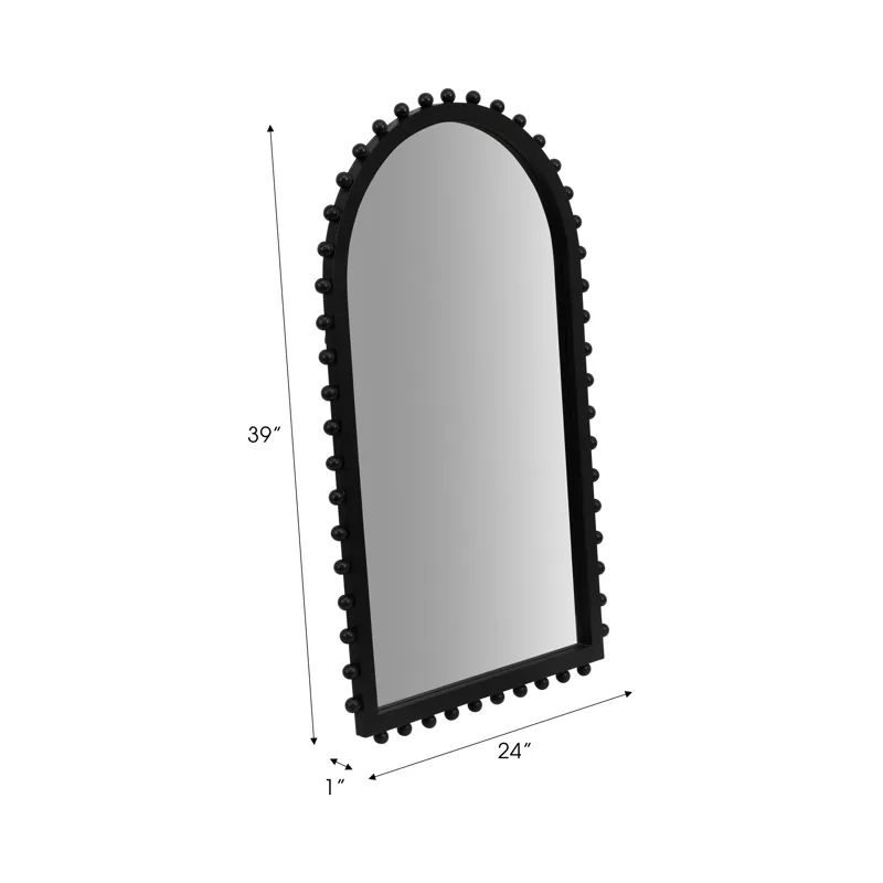 Ec Wood, 24x39 Beaded Arch Mirror, Black