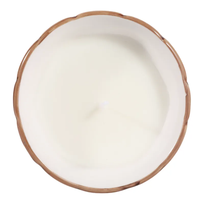 4\", 6oz Fluted Chinoiserie Candle, Brown/white