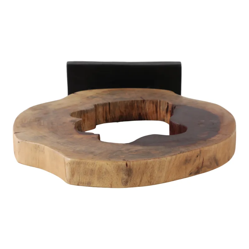 19x14" Open Wood Disc On Stand, Brown/black