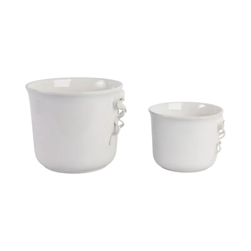 S/2 9/11\" Pretty Bow Planters, White