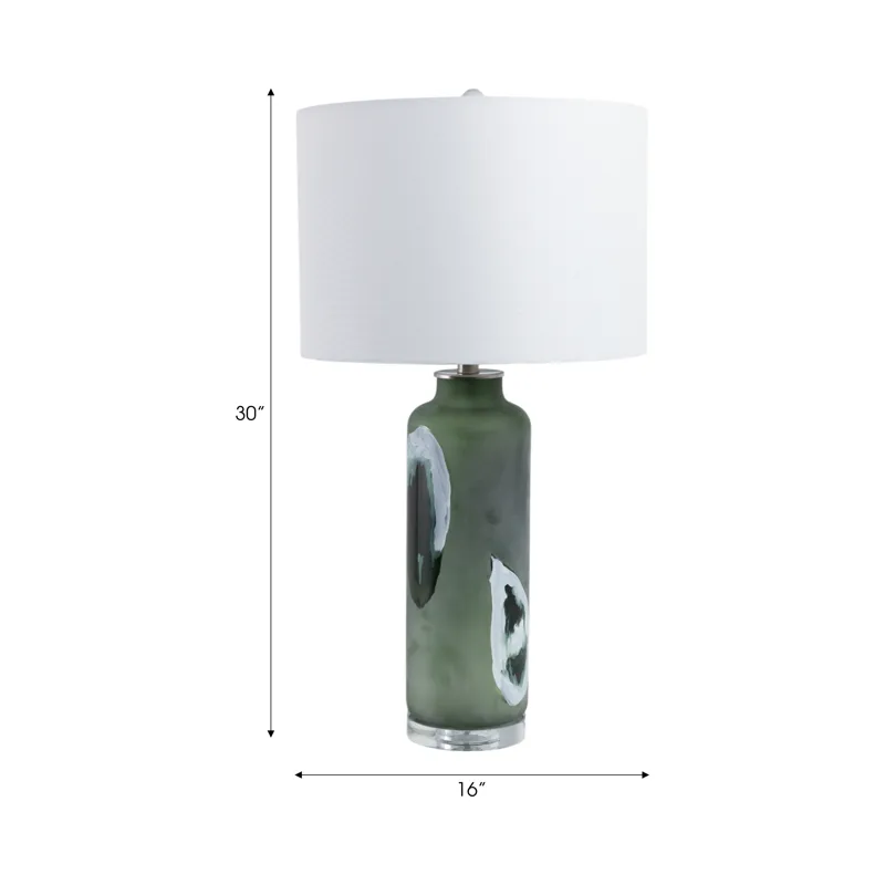 30x16\" Artful Glass Table Lamp, Green