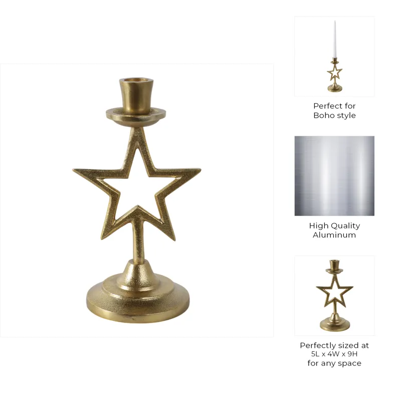 9x5\" Star Taper Holder, Gold