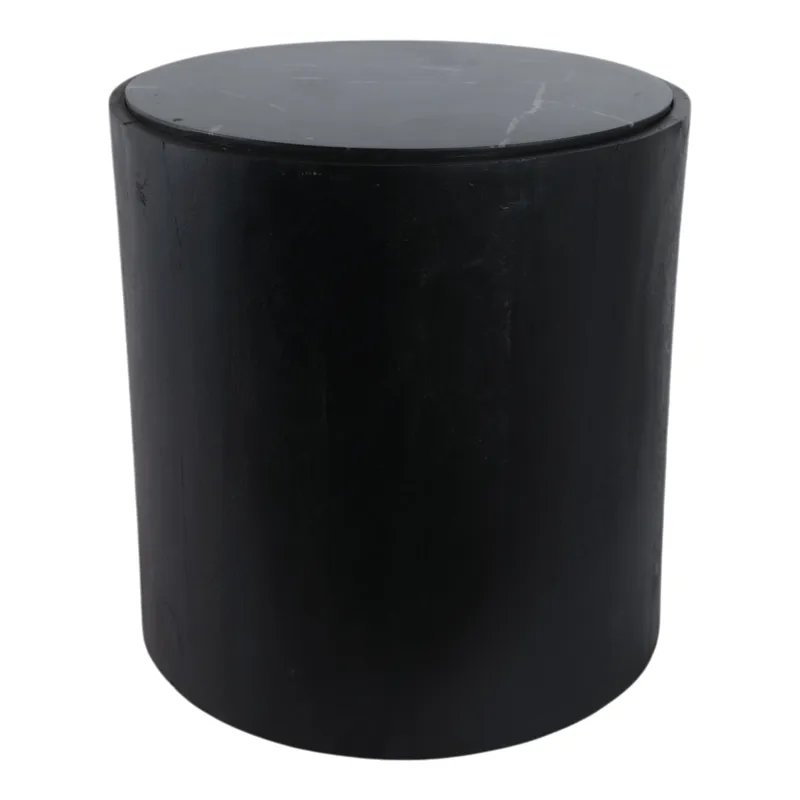 18x18 Marble Inlay Rnd Accent Table, Blk/wht