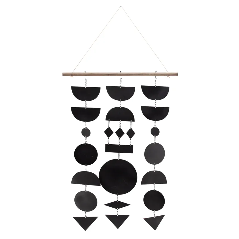 Metal 34" Wall Asstd Shapes Deco, Black