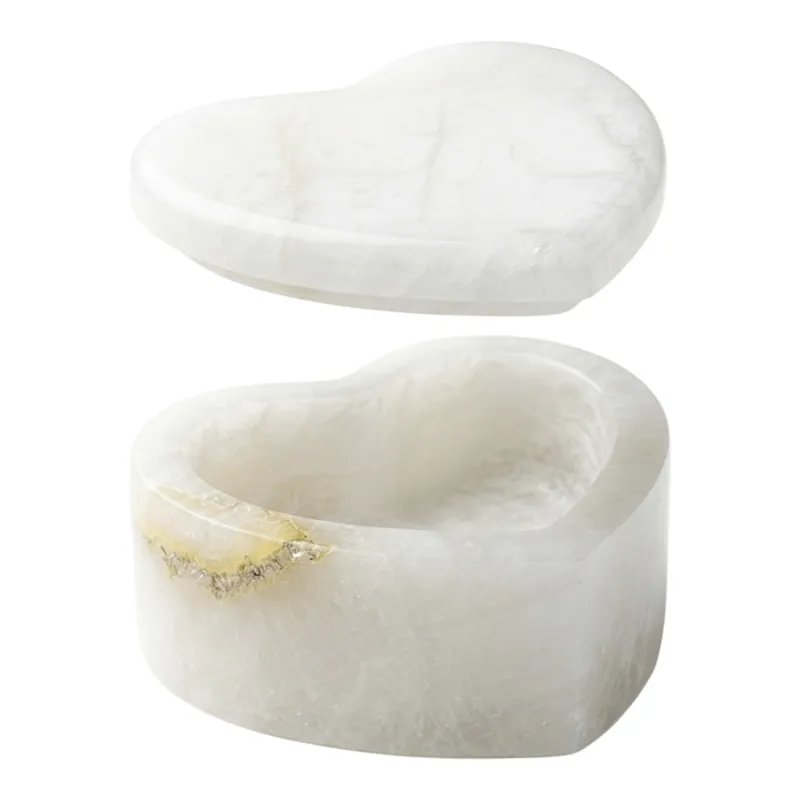 3" Heart Shaped Box, Alabaster