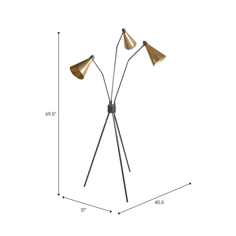68" Iron 3 Shade Tripod Floor Lamp