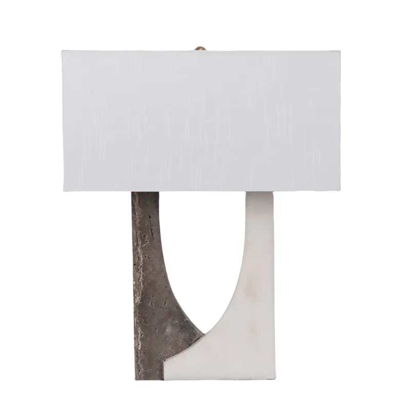 22x17\" 2-tone Marble Open Cut-out Lamp, White/beig
