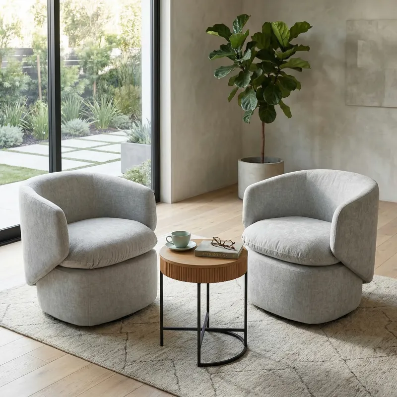 31x30" Modern Swivel Accent Chair, Light Blue