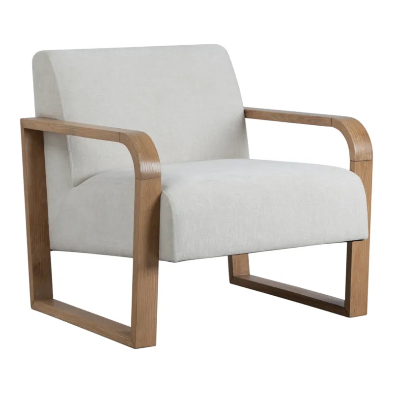34x31" Open Arm Accent Chair, Ivory/brown