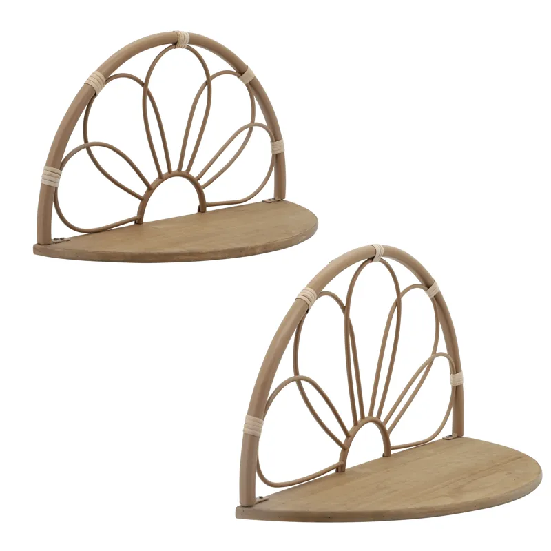 Ec S/2 11/13" Arched Flower Wall Shelves,brown