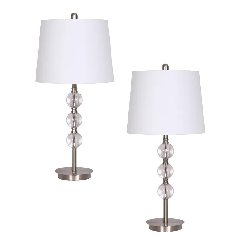 S/2, Crystal 27\" Table Lamps, Silver