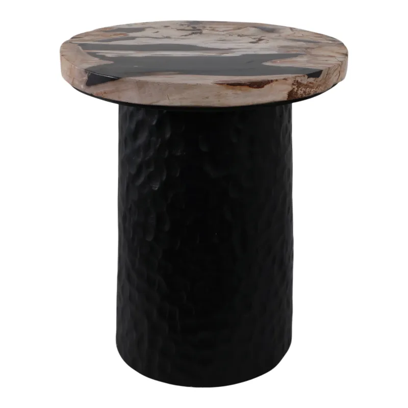 18\" Petrified Wood Top Accent Table Dimple Base