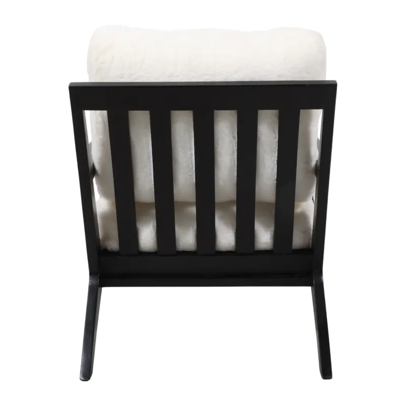 27x34" Faux Fur Accent Chair, Ivory/black, Kd