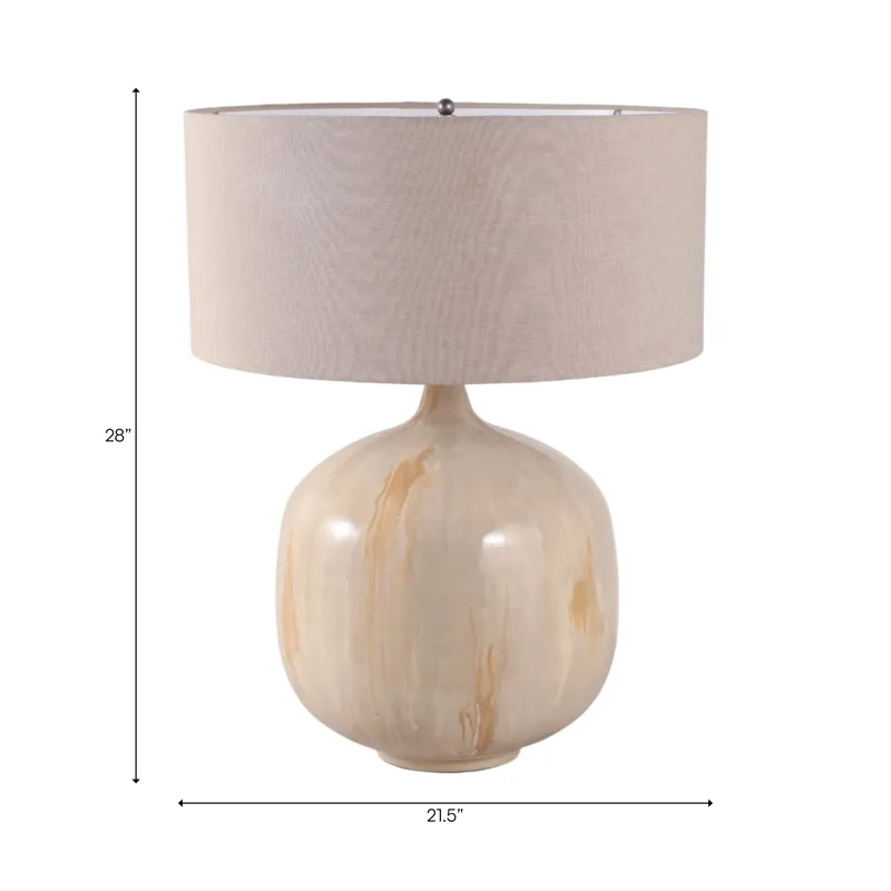 28x22\" Metal Base Table Lamp, Ivory