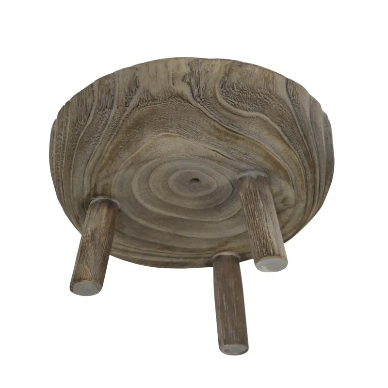 Wood 11" Bowl With Legs, Gray