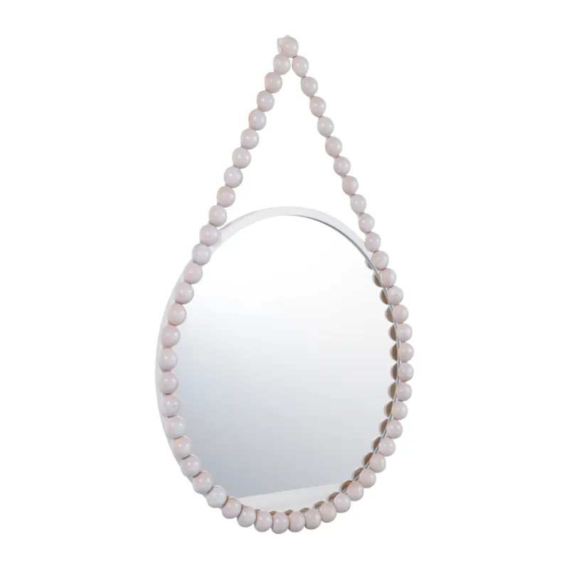 Ec Wood, 36\" Beaded Mirror, White Wb