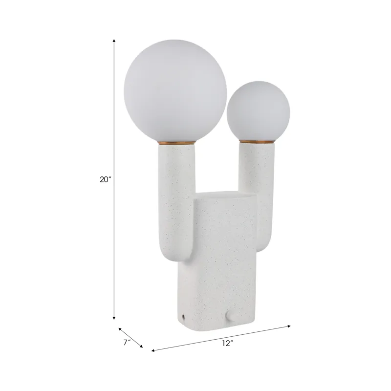 20x12\" Double Head Totem Lamp With Base Switch, Wh