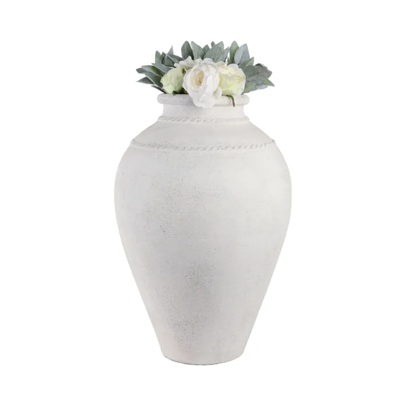 30\" Terracotta Floor Vase, Ivory