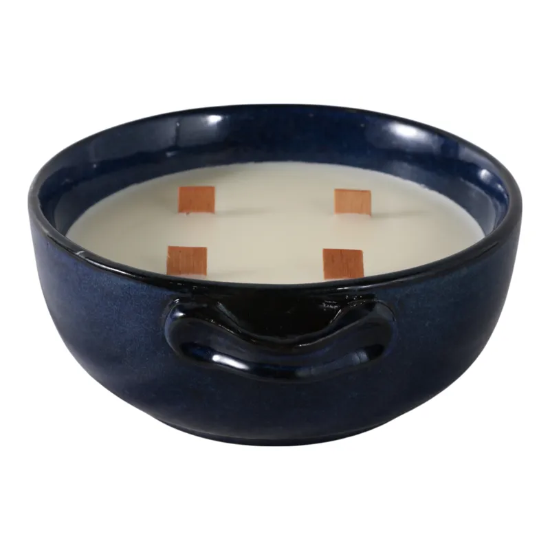 8\" 14 Oz Sandalwood Candle, Blue