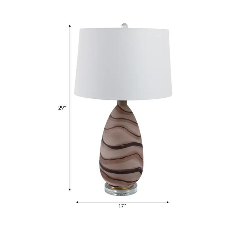 29x17\" Marbled Glass Table Lamp, Brown
